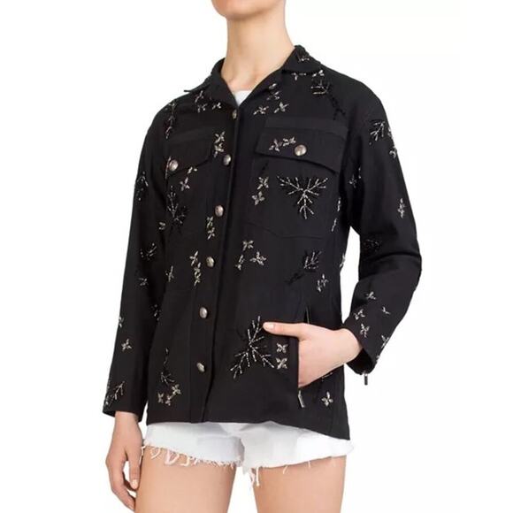 NWT The Kooples Metallic Beaded & Embroidered Jacket Black Women’s Size Small/ 4 - Picture 5 of 14